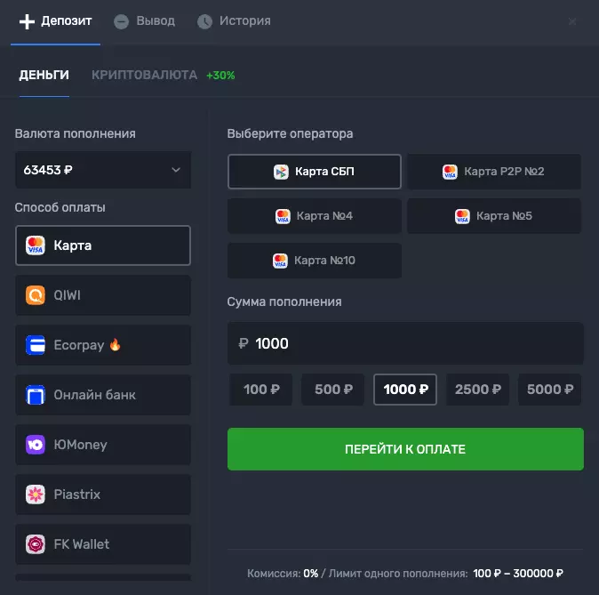 Способы платежей